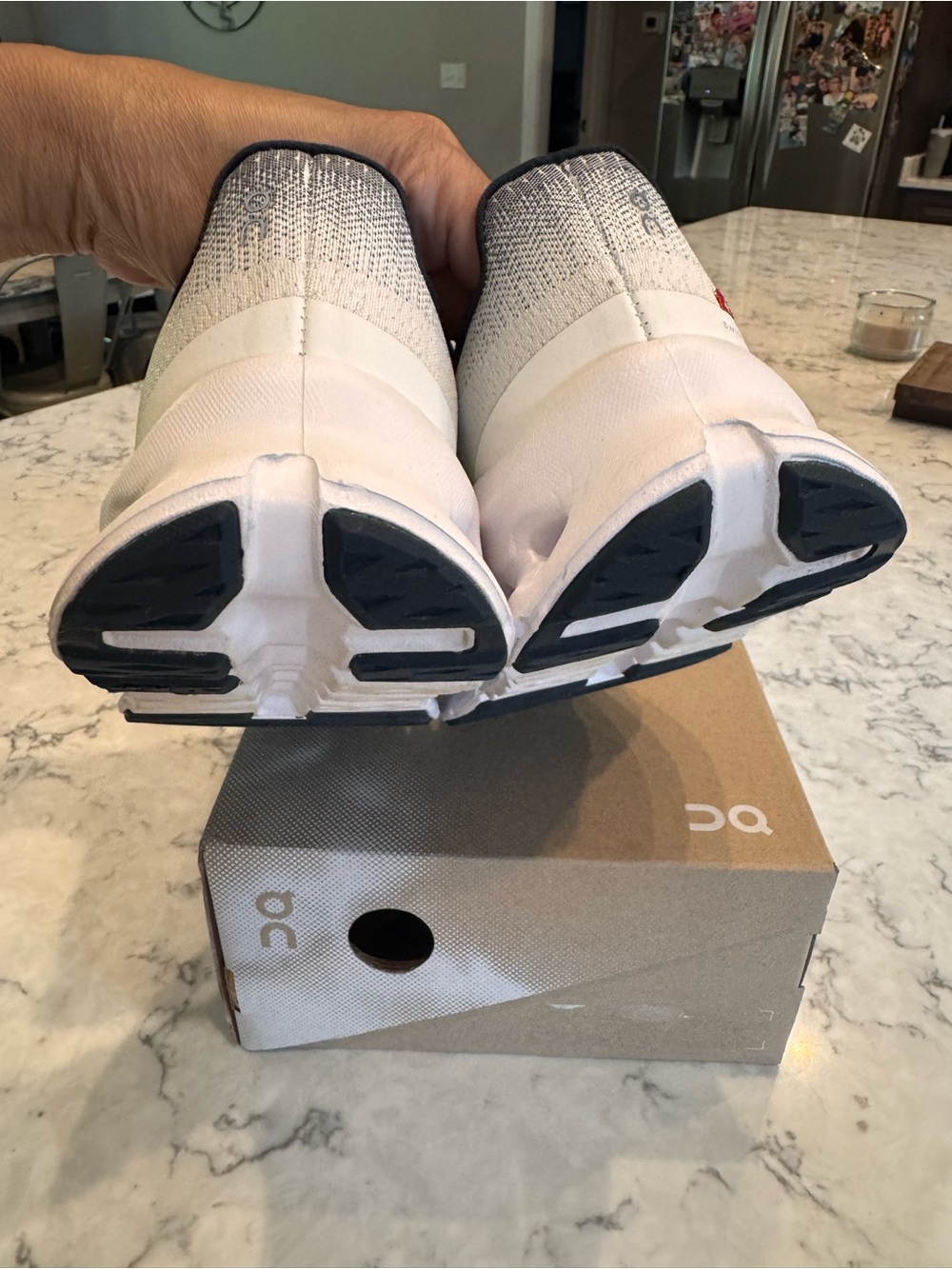 On Cloudswift Women's Athletic Shoes - White gray and Navy - Picture 6 of 10
